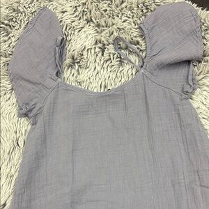Chic Gray Midi Dress with Puff Sleeves